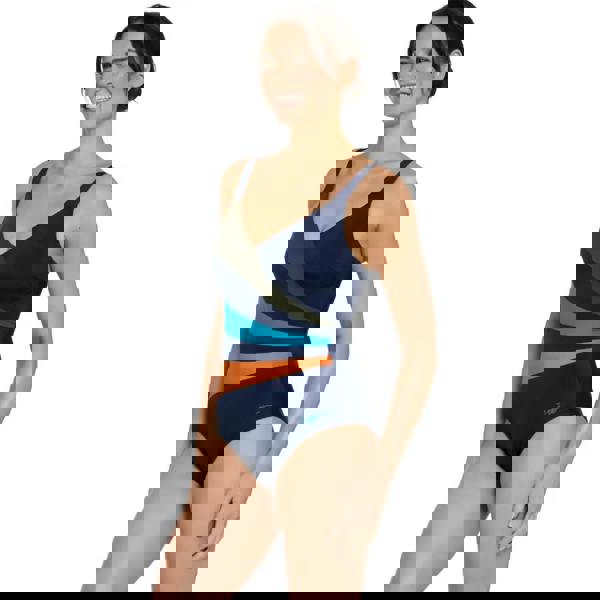 Zoggs Mandira Wrap Panel Classicback Swimsuit - Navy/Multi