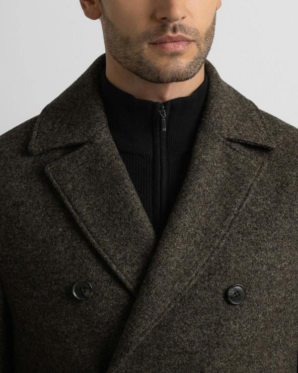 Steel & Jelly Albany - Brown Wool Mix Double-Breasted Peacoat