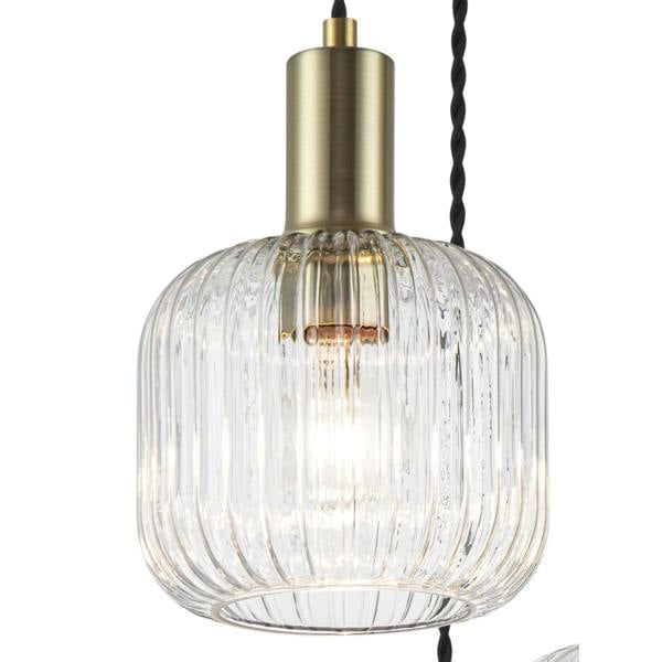 COSYLYTE Maple 3 Light Ribbed Glass Cluster Pendant Light