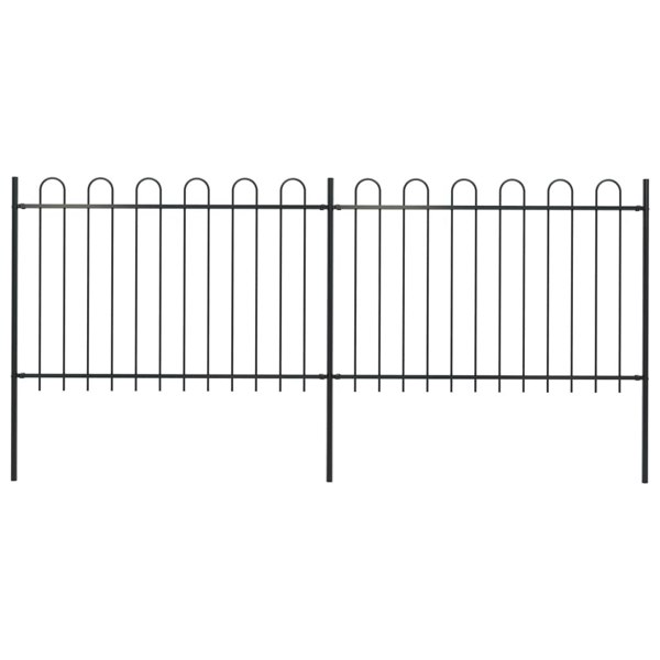 Berkfield Garden Fence with Hoop Top Steel 3.4x1.2 m Black
