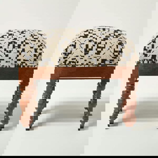 HOMESCAPES Reva Black Geometric Footstool