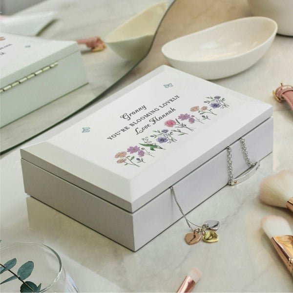 Personalised Memento Company Personalised Wild Flowers Wooden Jewellery Box