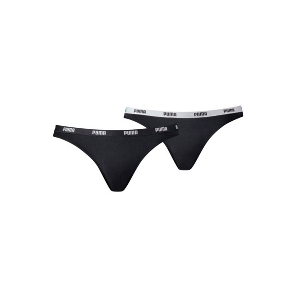 Puma 2-Pack Classic Logo Low-Rise Bikini Briefs, Black