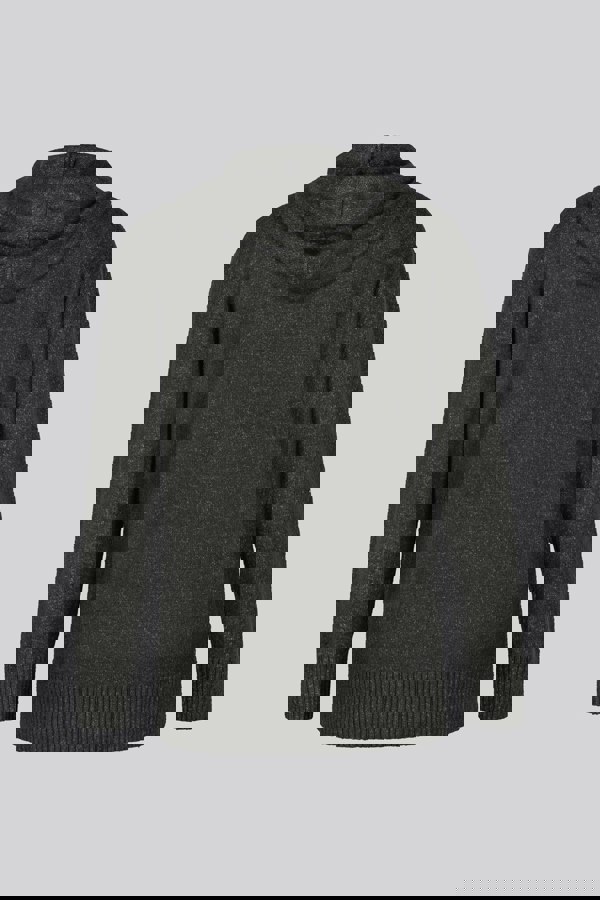 ENORSIA Charcoal Oversized Knitted Hooded Tunic