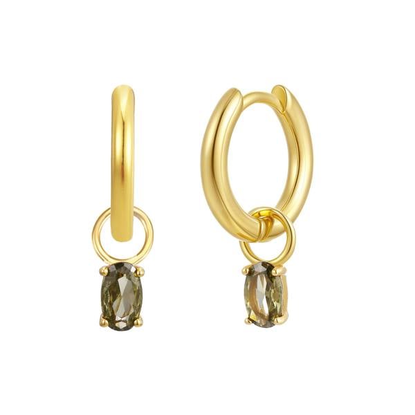 Gold Trip August Huggie Hoop Birthstone Charm Earrings
