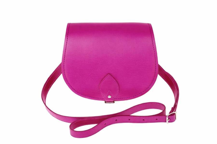Zatchels Handmade Leather Saddle Bag - Magenta