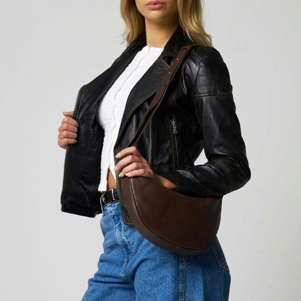 Barneys Originals Brown Leather Crossbody Bag
