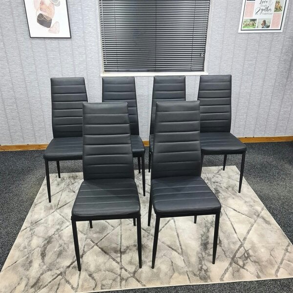 Kosy Koala Dining Chairs Set of 6 Black Leather Kitchen Chairs