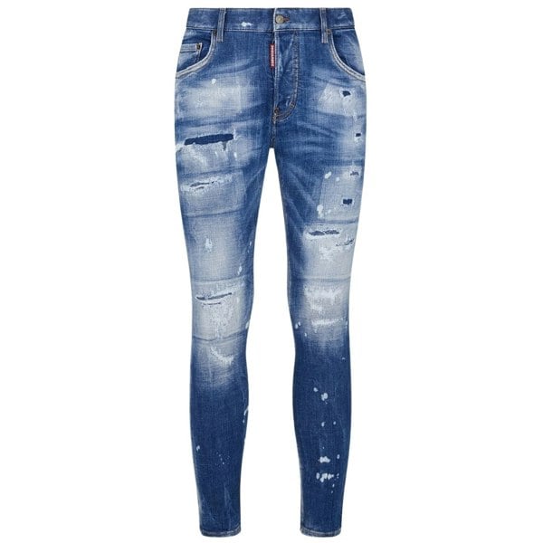 Dsquared2 Super Twinky Jean Faded Reinforced Ripped Blue Jeans