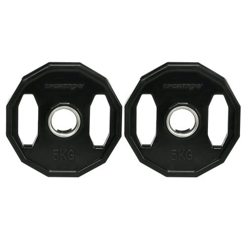 Bobobiy Olympic Weight Plates Set, Metal and Rubber Bumper Plates Weights Discs with 2"/5cm Holes, 2 x 5kg, Black