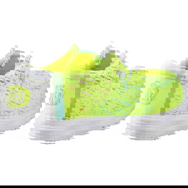 HEYDUDE Wally Party Mesh Polyester Men's Lime Punch/White Moccasins Shoes