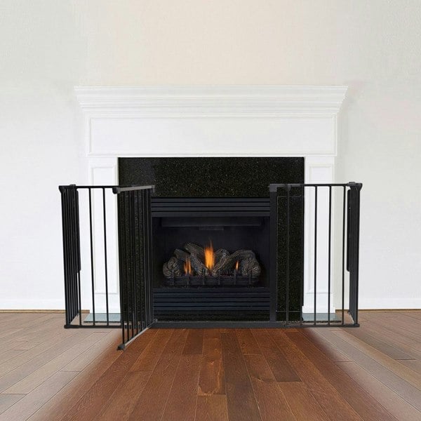 Safetots Multi Panel Fire Surround, 38cm Deep x 138cm Wide, Black, 70cm Tall, Child and Pet Safety, Baby and Toddler Fire Guard