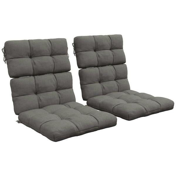Bobobiy 2-Piece Seat Cushion Replacement with Backrest, Garden Patio Chair Cushions Set with Ties, Charcoal Grey