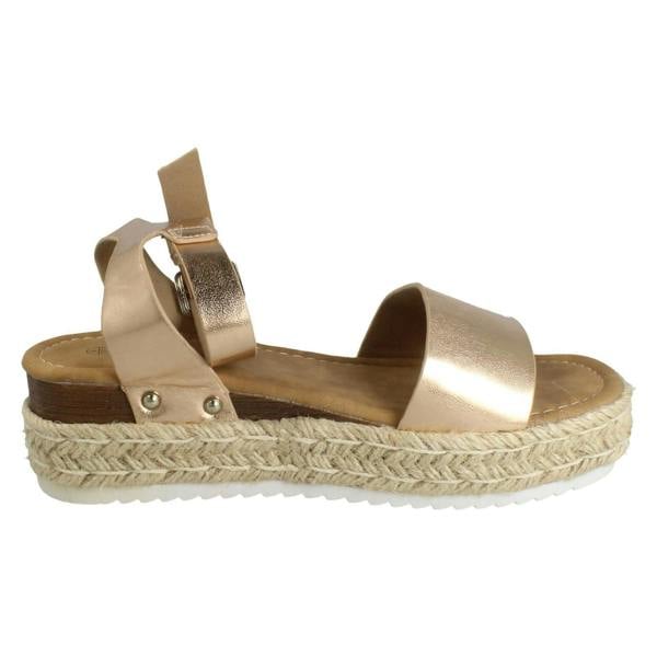 Savannah Ladies Savannah Buckle Fastening Ankle Strap Wedge Sandals F12095