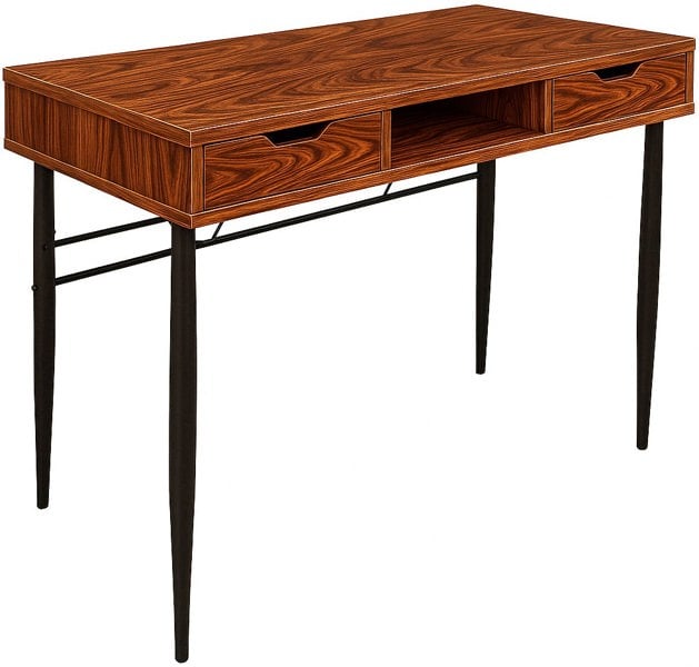 MDA Designs Kenora Home Office Study Ergonomic Desk Table Workstation with Drawers Walnut Black