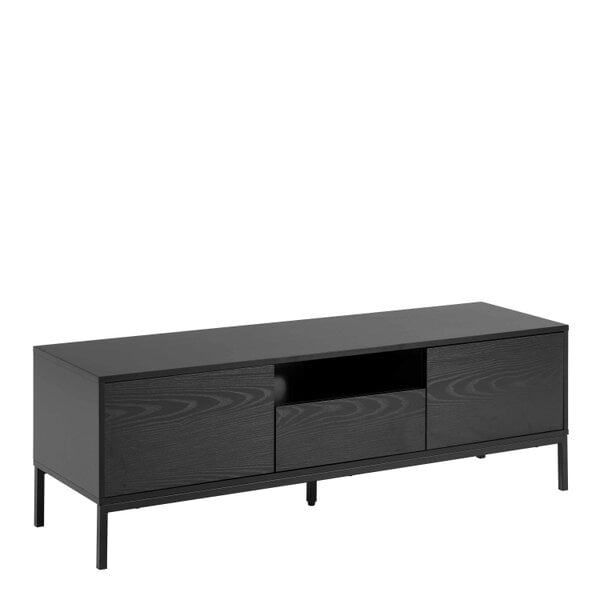 Wyld Haus El Paso Black Wooden TV Unit 2 Doors 1 Drawer Metal Base