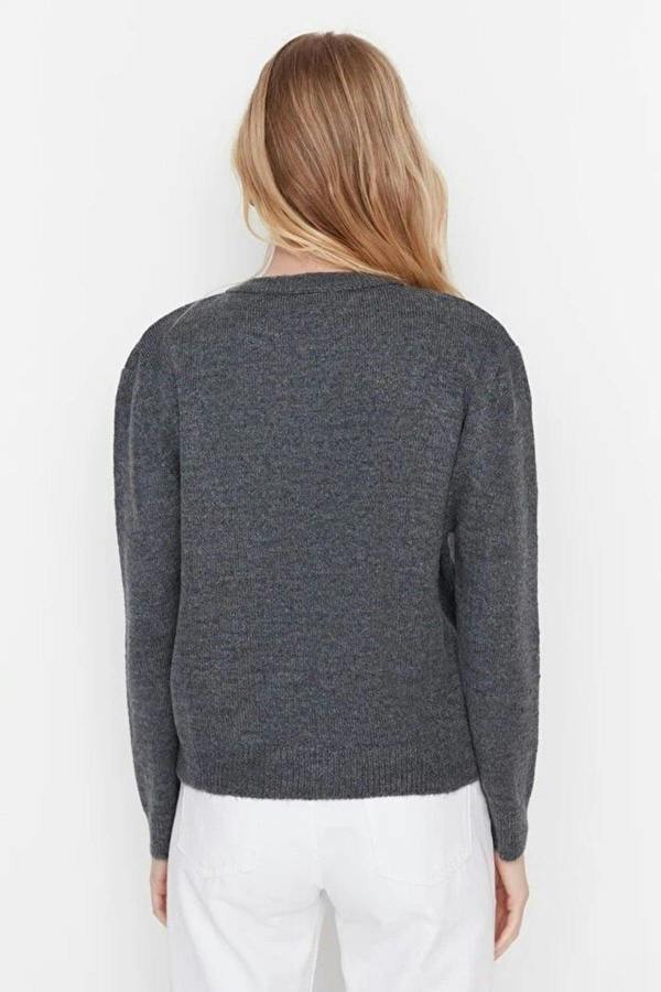 WOVCOR Soft-Textured Knit Cardigan with Jewelry Button Detail