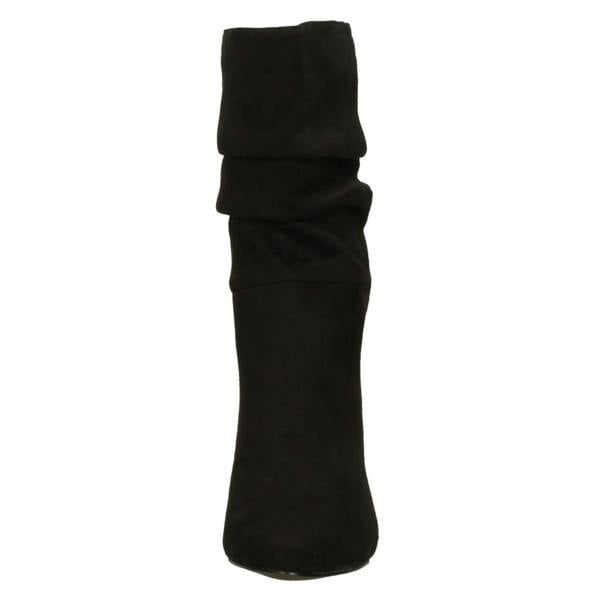 Spot On Ladies Spot On Mid Block Heel Calf Rouched Boots F51238
