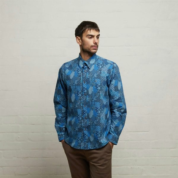 Gabicci V53GW04 Mens Callum Woven Print Shirt Gabicci Vintage - STORM