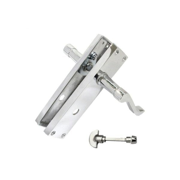 EDH Door Hardware Chrome Bathroom Victorian Style Door Handle Privacy Lock + Bathroom SASH Lock x1