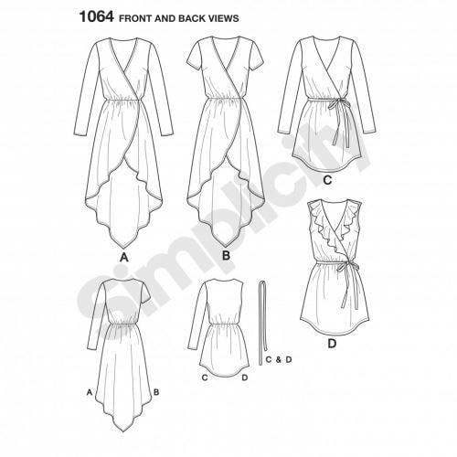 Simplicity Sewing Pattern 1064, Belts, Dresses, Tops, Tunics for Women, 6 to 14 - Easy