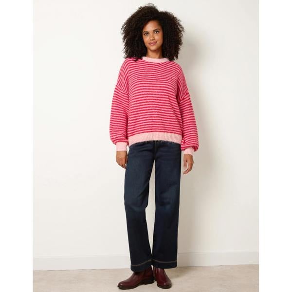 Blue Vanilla Striped Round Neck Knit Jumper