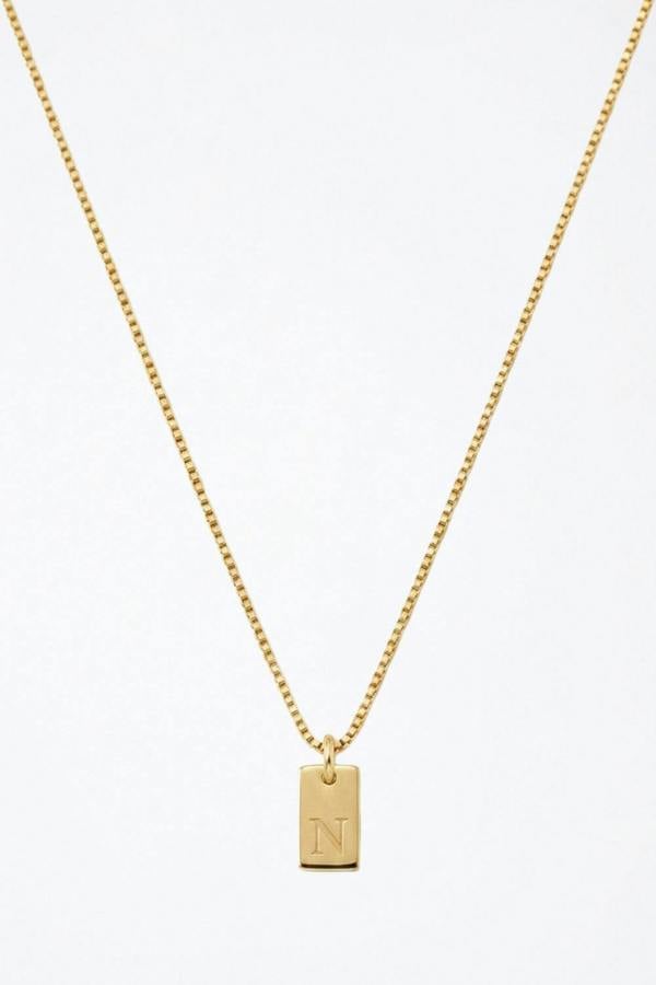 Serla Initial Pendant Gold Plated Necklace Letter N