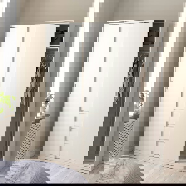 Furniture To Go Naia Wardrobe with 2 sliding Doors + 1 Door + 3 drawers in White