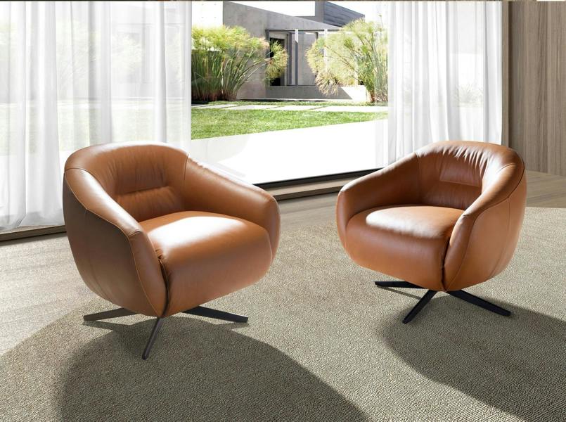 Angel Cerdá Brown Leather Swivel Armchair 5183