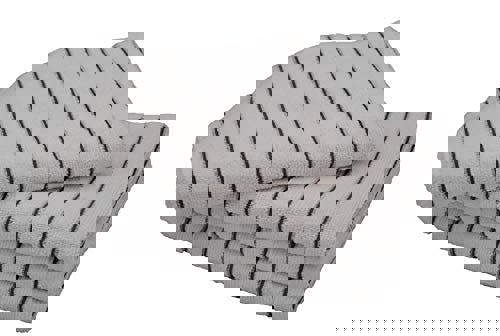 KAV 4 Pieces Soft Microfibre Tea and Dish Towels- Super Absorbent and Lint Free Kitchen Towel with White and Grey Stripe (45x65 cm, 300 GSM)