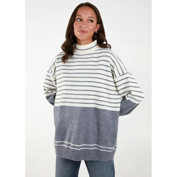 Blue Vanilla Mixed Stripe Round Neck Jumper