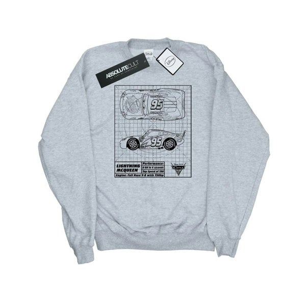 Disney Mens Cars Lightning McQueen Blueprint Sweatshirt - Sports Grey