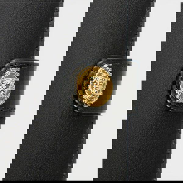 Versace Long Wallet Calf Leather Black