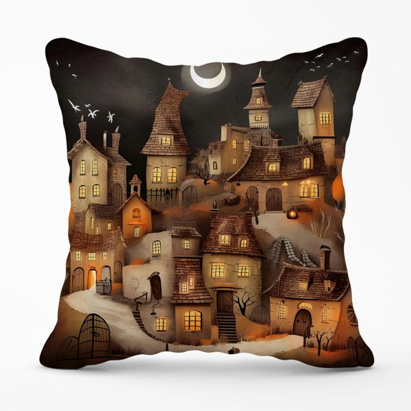 Warren Reed Spooky Halloween Village Cushions