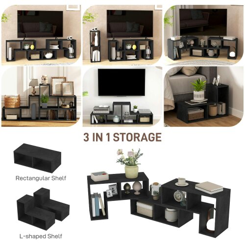 Wyld Haus Tota 134cm Black Wood Effect 3 Block Modular TV Stand