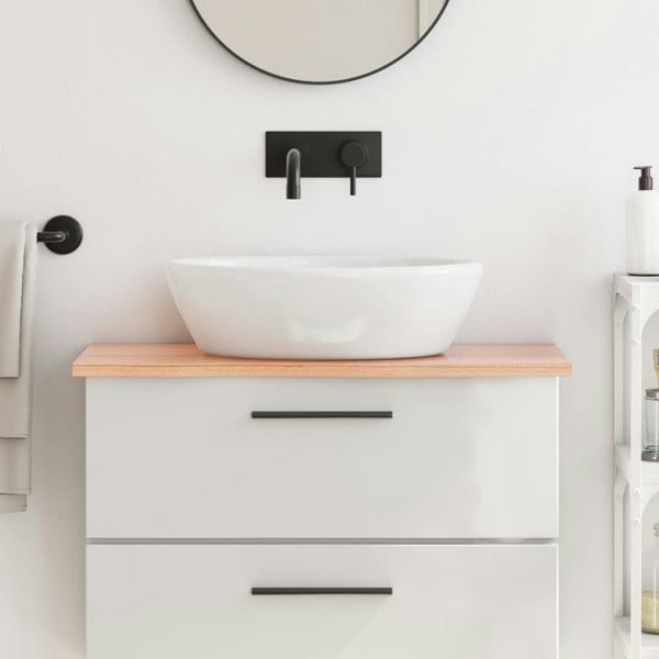 Berkfield Bathroom Countertop Light Brown 80x30x2 cm Treated Solid Wood