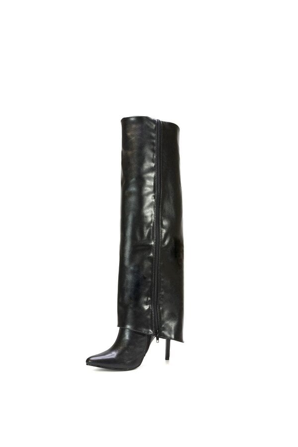 XY LONDON Foldover Knee High Boots With Stiletto Heel
