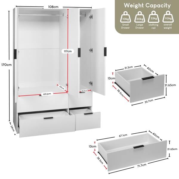 Vida Designs Trega 3 Door 4 Drawer Wardrobe
