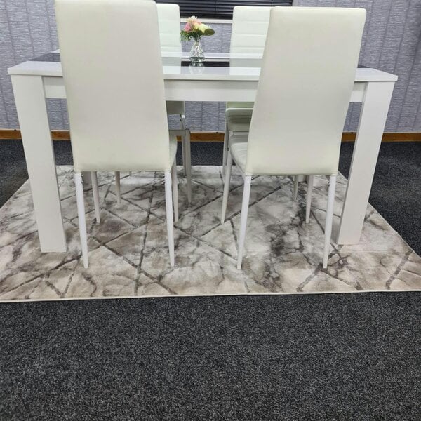 Kosy Koala Modern White And Black Dining Table Set With 4 White Chairs Dining Room Furniture