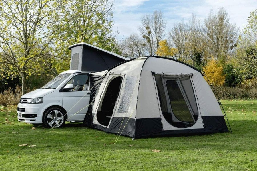 OLPRO Cubo Campervan Awning OLPRO on a VolksWagen T5, the awning doors are all open