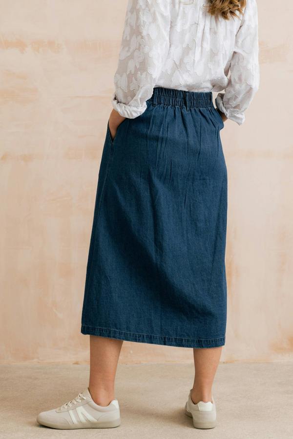 Lily & Me Holly Button Through Denim Midi Skirt