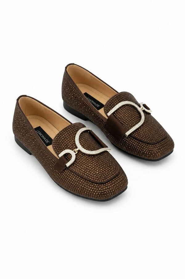 Love Lemonade Crystal Imperial Suede Loafers Brown