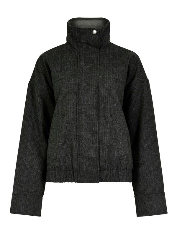 GWD Lewlyn Grey Checked Bomber Jacket