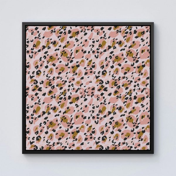 Warren Reed Hand Drawn Pink Leopard Print Framed Canvas