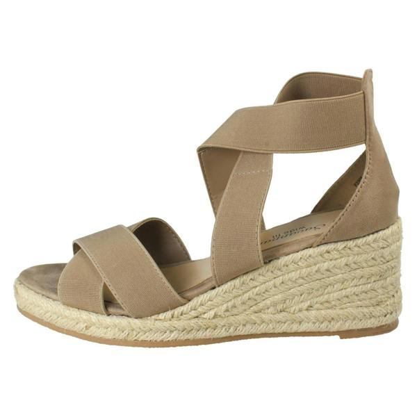 Savannah Ladies Savannah Elasticated Strap Wide Fit Wedge Heel Sandals F2308