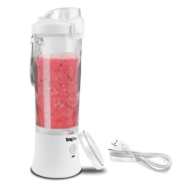 Total Chef 600ml Mini Blender Portable USB Smoothie Maker for Gym, Travel & Protein Shakes (White)