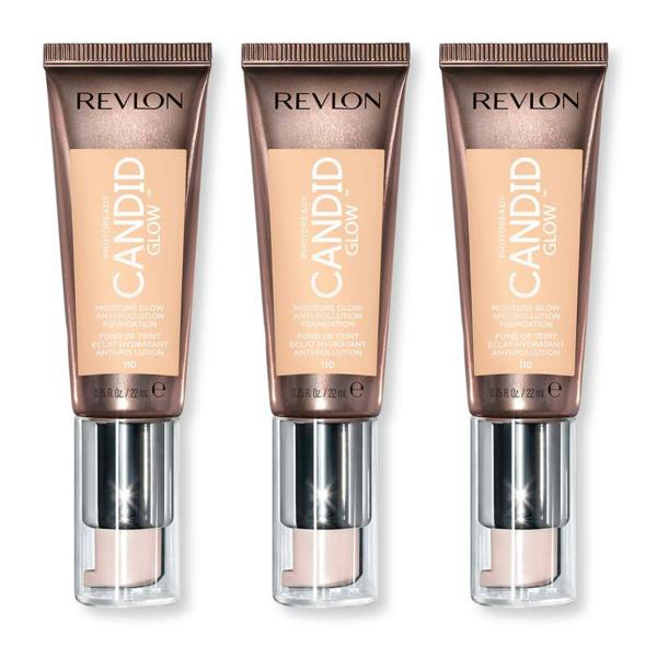 Revlon 3 x Revlon Photoready Candid Moisture Glow Foundation - 110 Porcelain