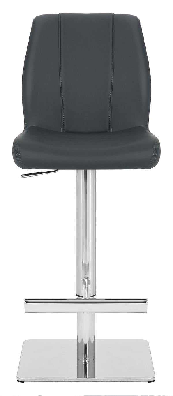 Lamboro Ravenna Deluxe Breakfast Bar Stool, Chrome Footrest, Height Adjustable Swivel Gas Lift, Home Bar & Kitchen Leather Barstool, Grey
