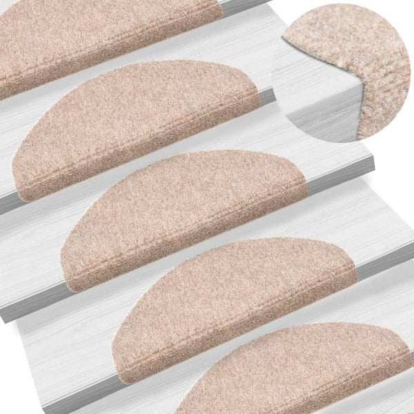 Berkfield Self-adhesive Stair Mats 10 pcs Brown 65x21x4 cm Needle Punch