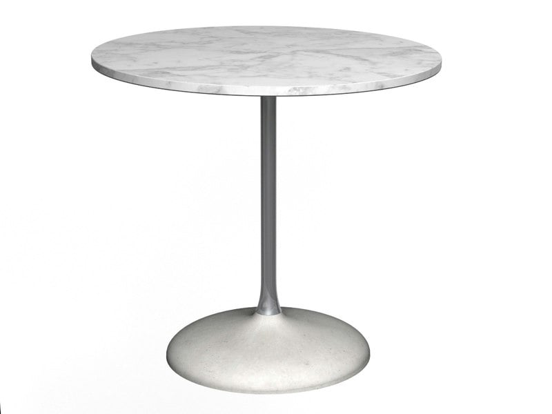 Circular Dining Table - White Marble Top, Dark Chrome Column & Concrete Base by Gillmore British Design © GillmoreSPACE Ltd